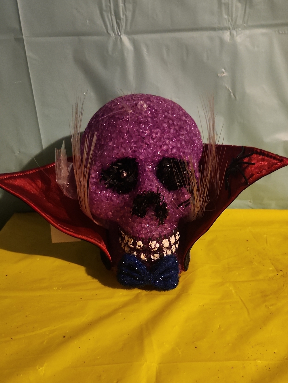 Vintage, 90s Halloween Fiber Optic, animated, Purple Decorative Vampire  Skull
